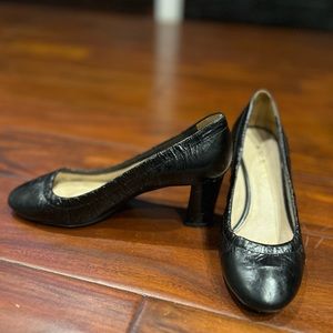 Prada Block Heel Pump, Black Leather